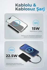Woyax Magsafe Powerbank 5000 mAh QI2 20W Hızlı Taşınabilir Şarj Cihazı