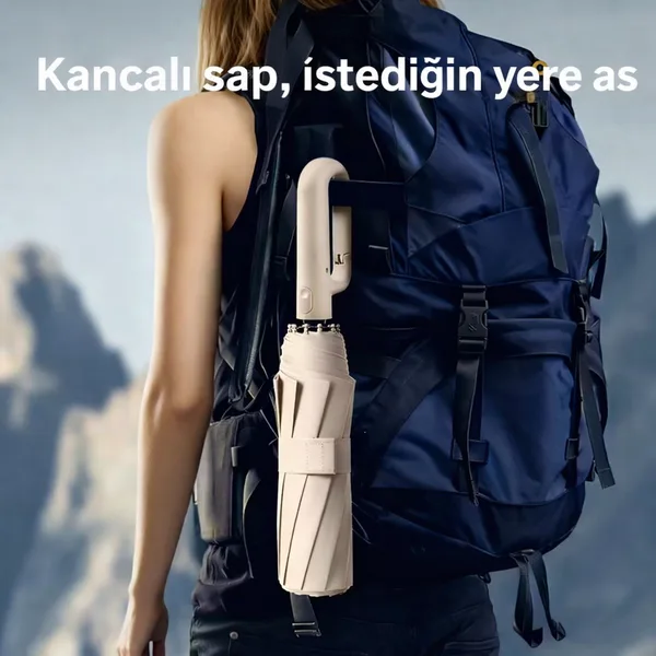 Rüzgâr Dayanımlı Su Geçirmez Kompakt Otomatik Halkalı Şemsiye — detay