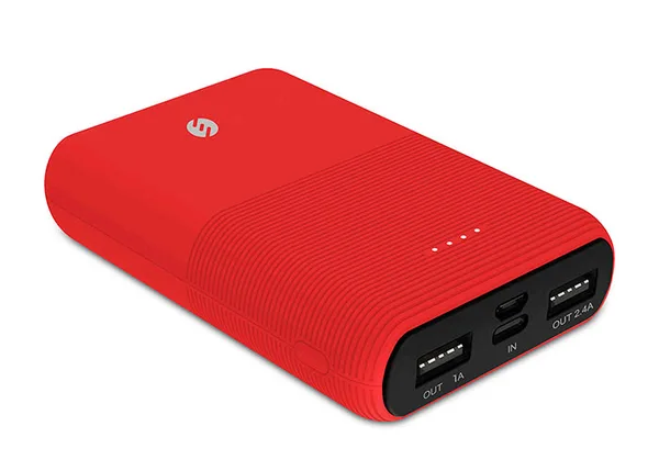 S-link IP-S110 10000mAh 2*Usb Port+Micro+Type C Powerbank Kırmızı Taşınabilir Pil Şarj Cihazı — detay