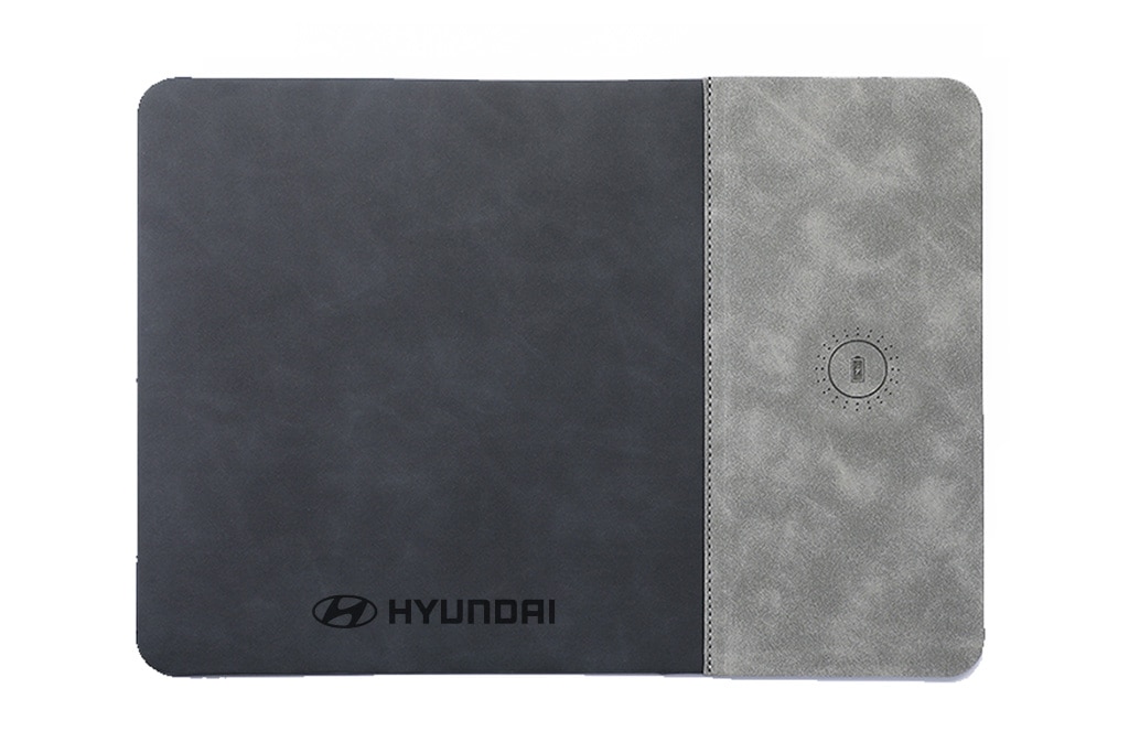 VISCO Gri 15W Kablosuz Hızlı Şarj Özellikli Deri Mouse Pad — detay