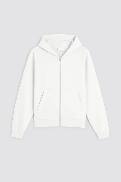 Temel Tam Fermuarlı Kapüşonlu Sweatshirt — detay