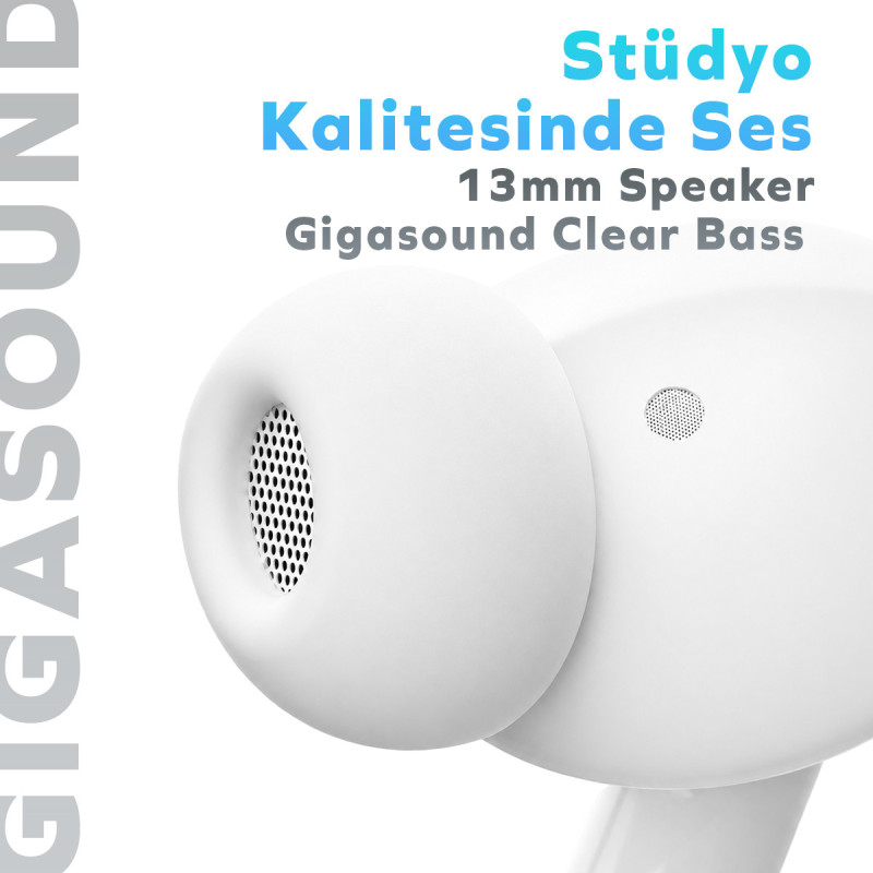 Gigasound ANC+ENC Kablosuz Bluetooth Kulaklık Kulak İçi gürültü önleme 4 mikrofon 42 saat oynatma süresi — detay