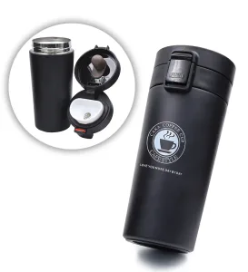 Kilitli Termos & Mousepad & Yumuşak Kapaklı Not Defteri & Siyah Kupa Hediye Seti