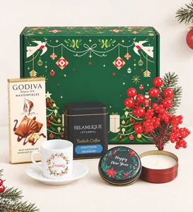 Yılbaşına Özel Tasarım Fincan & Kokina Çiçek & Godiva Çikolata & Türk Kahvesi & Mum Hediye Seti