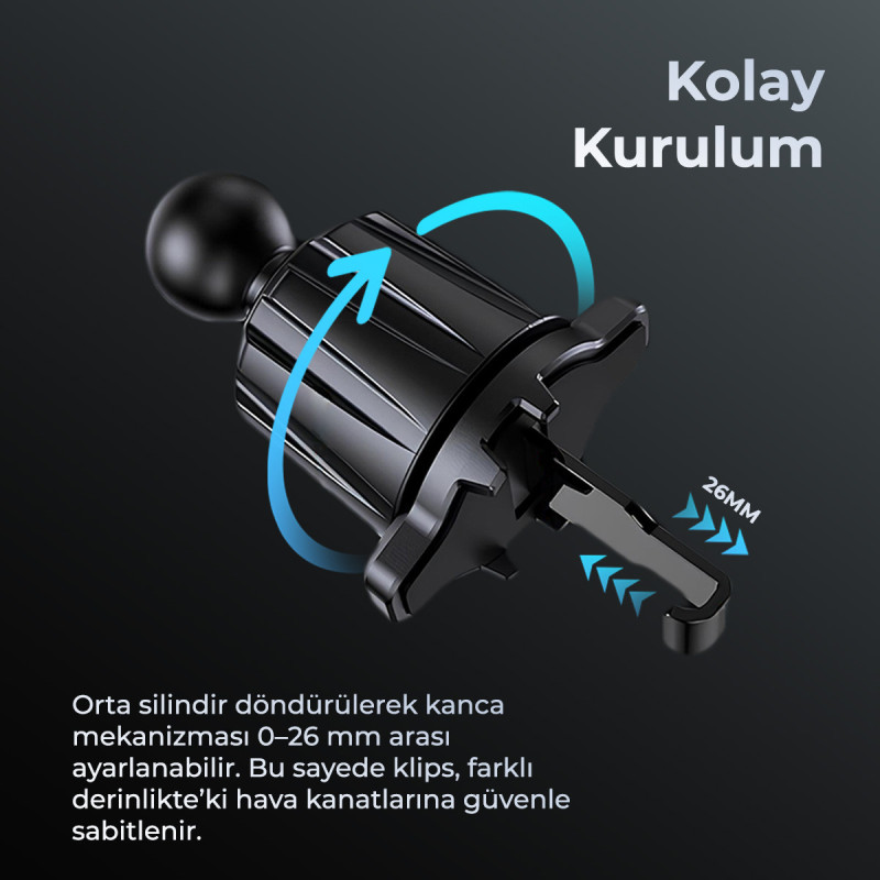Woyax Güçlü Mıknatıslı Kancalı Araç İçi Telefon Tutucu - Havalandırma Araba Telefon Tutacağı