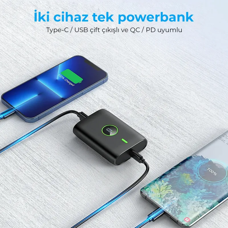 Woyax by Deji Powerbank 10000 mAh 22.5W Hızlı Taşınabilir Şarj Cihazı - Siyah
