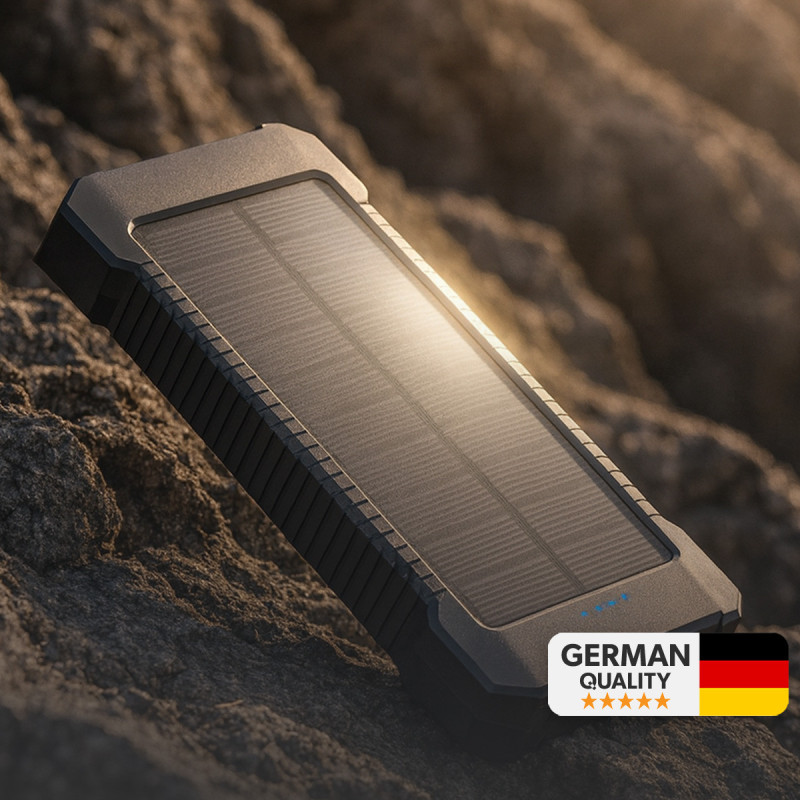 Woyax Güneş Enerjili Solar Powerbank 10000mah Led Işıklı Taşınabilir Batarya Şarj Cihazı Siyah — detay