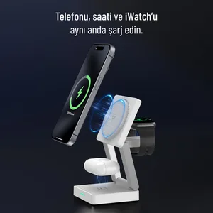 Woyax Wireless QI2 Kablosuz Şarj Standı Katlanabilir Apple iPhone-Watch-AirPods Uyumlu 15W Hızlı Telefon Kulaklık Saat
